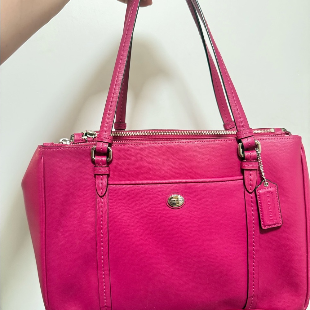 Coach Pink Shoulder Bag with Silver Accents